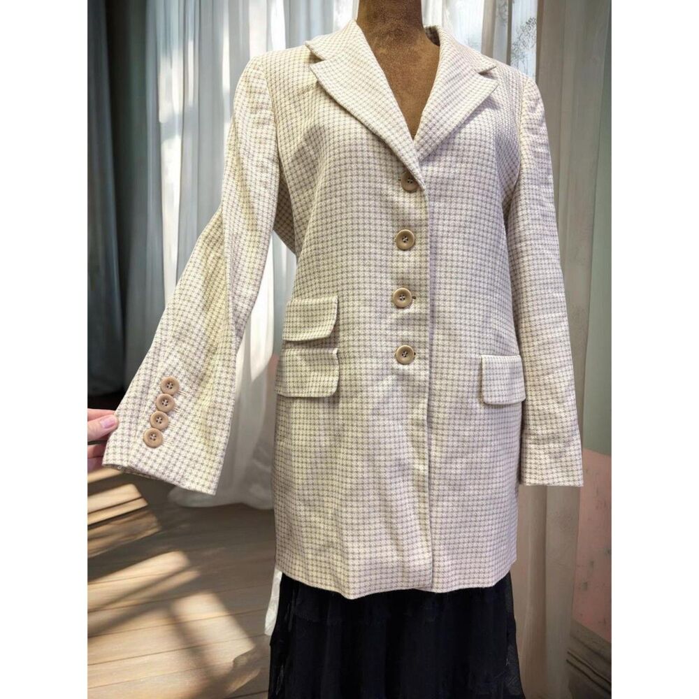 Vintage Houndstooth Italian Wool & Cashmere Quiet Luxury Escada Blazer